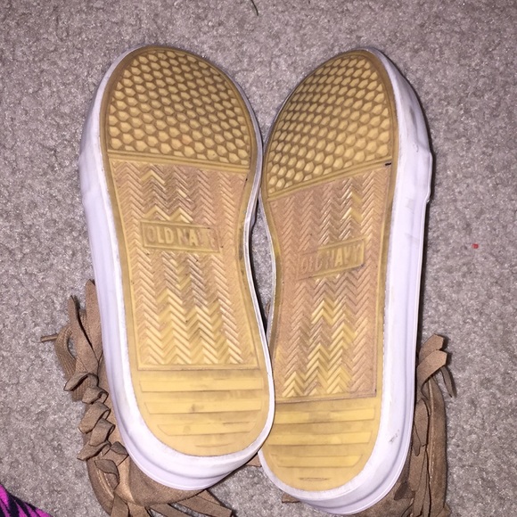 Slightly Worn Light Brown Hightop Shoes. - Picture 6 of 7